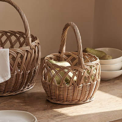 野餐篮藤编水果篮购物篮手提篮收纳筐柳编篮子送礼伴手礼鸡蛋花篮