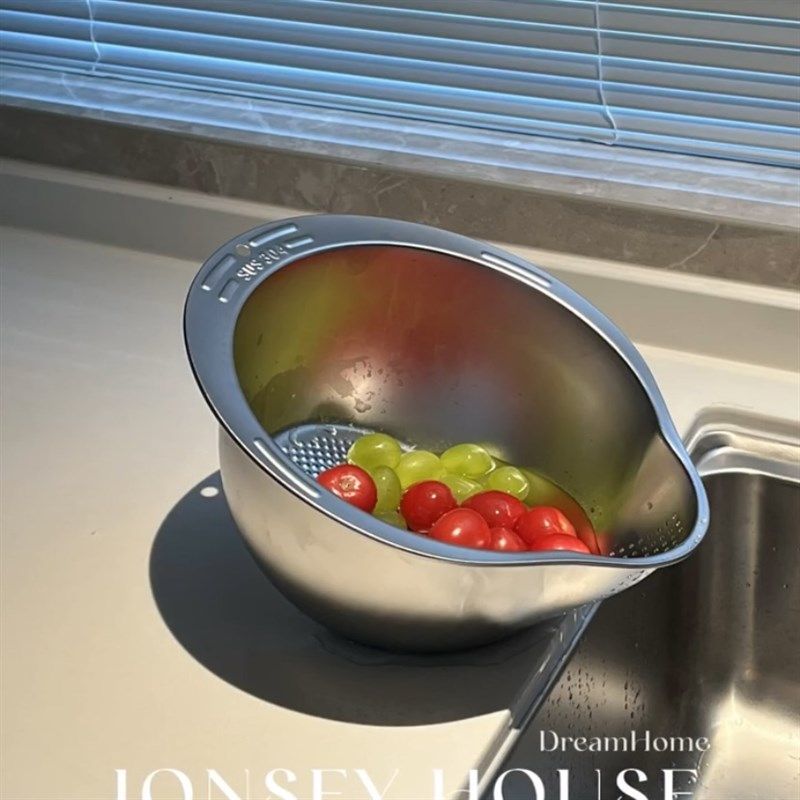 自动沥水篮洗米筛洗菜盆加厚不锈钢洗水果蔬菜控水厨房水槽淘米器,餐饮具,洗菜盆/沥水篮/漏水筛,淘宝优惠券,粉丝福利购,淘宝优惠卷