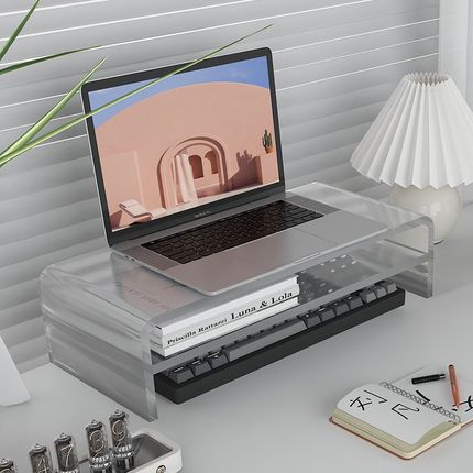 亚克力增高架显示器支架工位电脑台式收纳笔记本办公室桌面置物架