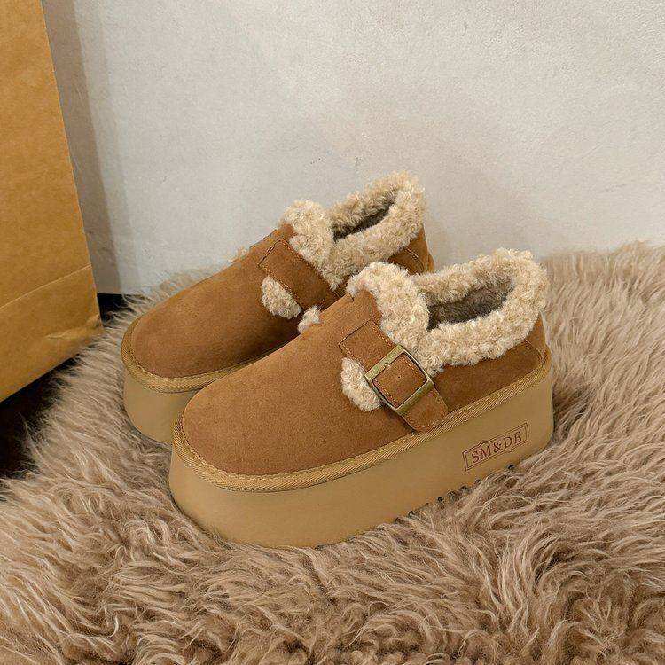 百搭厚底勃肯鞋女2025年秋冬新款一脚蹬懒人乐福鞋皮带扣复古单鞋,居家布艺,居家棉拖/棉鞋,淘宝优惠券,粉丝福利购,淘宝优惠卷