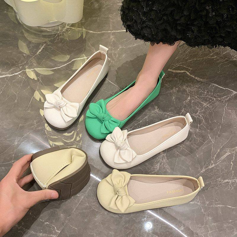 法式蝴蝶结小单鞋女2025夏季新款一脚蹬软底豆豆鞋浅口奶奶鞋平底,女鞋,帆布鞋,淘宝优惠券,粉丝福利购,淘宝优惠卷