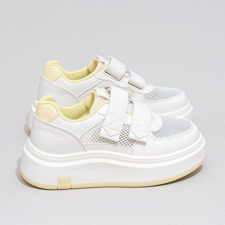 松糕底2025新款夏季网面透气魔术贴小白鞋厚底休闲运动板鞋女鞋子,女鞋,休闲板鞋,淘宝优惠券,粉丝福利购,淘宝优惠卷