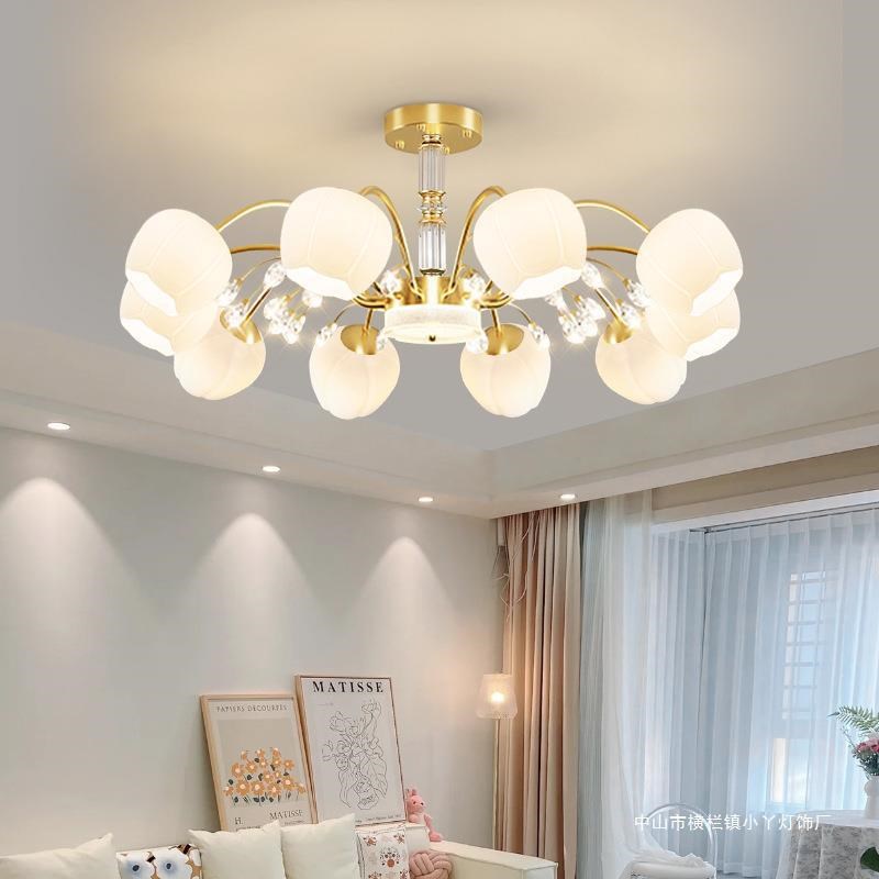 客厅吊灯奶油风2025年t新款轻奢北欧简约现代卧室餐厅水晶灯具主