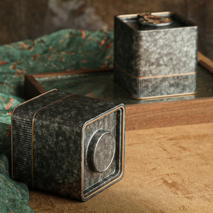 复古金属茶叶罐铁盒方形茶叶包装盒白茶红茶通用散V茶滇红绿茶普