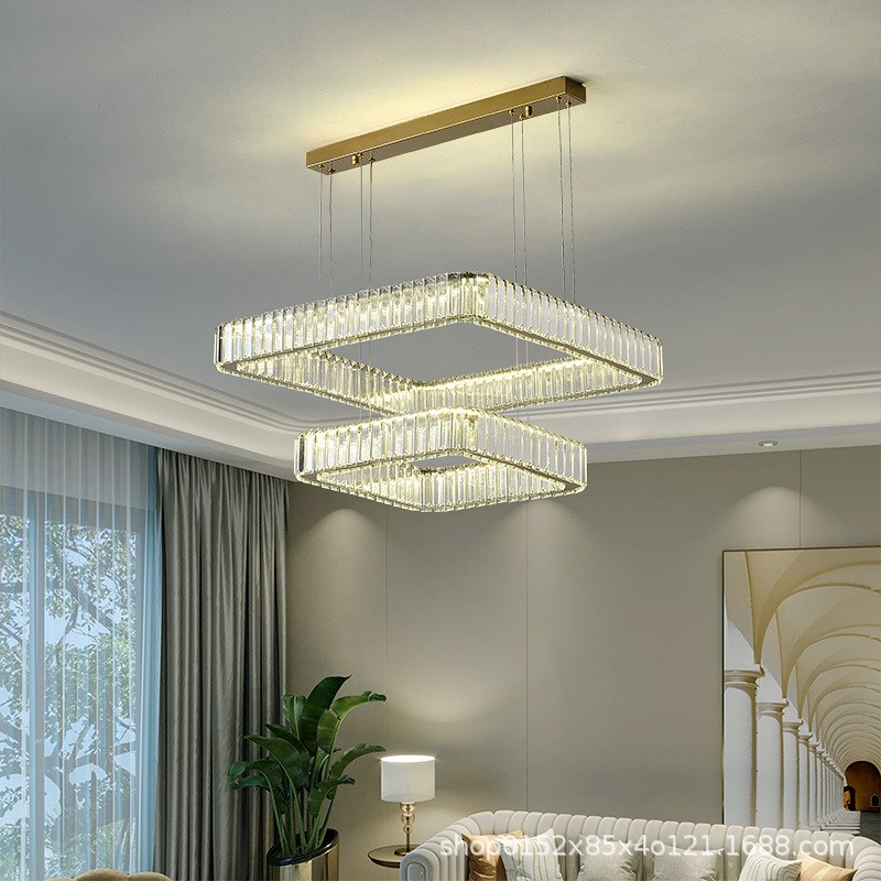 轻奢水晶吊灯客厅灯主灯现代简约卧室餐厅J方形大气2022年新款灯