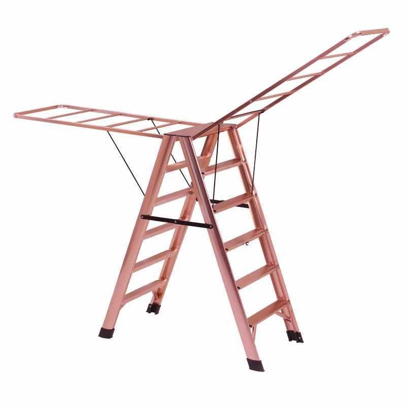 家用多功能楼梯人字四五步梯子晾衣架两用室内铝合T金折叠加厚防