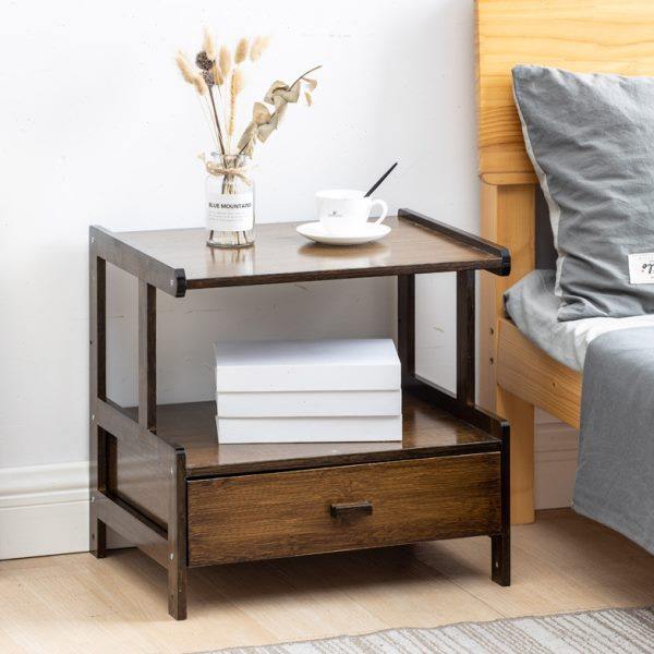 简易楠竹床头柜现代简约迷你床边小柜子边几收纳储物柜可移动架子