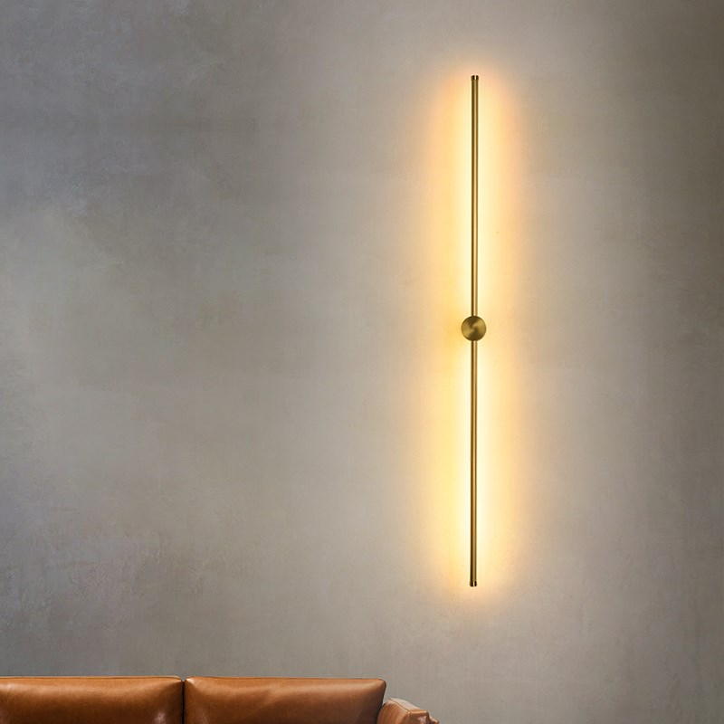 全铜极简长条壁灯免布线充电x款轻奢高级感别墅客厅电视背景墙壁