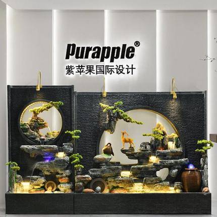 庭院花园小院酒店会所餐厅公司假山流水墙水幕墙流水屏风隔断摆件