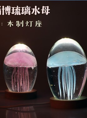 淄博琉璃博山f特产夜光发光水母水晶球儿童礼物创意家居装饰品摆