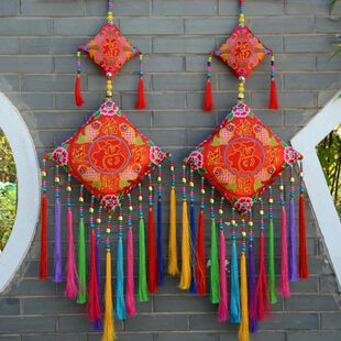 遮挡壁饰云南电表家居壁挂福字民族风玄关客厅复古挂件墙面刺绣