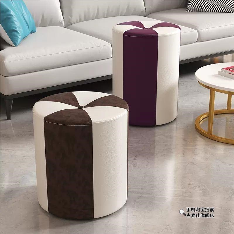 家用小凳子梳妆凳换鞋凳皮凳子创意沙G发凳客厅皮墩小板凳实木圆