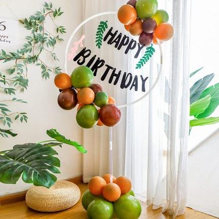 森系宝宝生日装饰太空圈气球立柱套餐儿童周岁迎宾布置派对活动