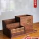 摆件收纳盒林高档笔筒书房办公室桌光轻奢中式 木质笔筒面时胡桃木