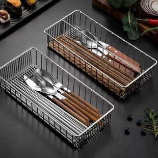 不锈钢沥水筷勺收纳盒防霉筷筒家庭厨房收纳整洁筷子篮柜一件代发