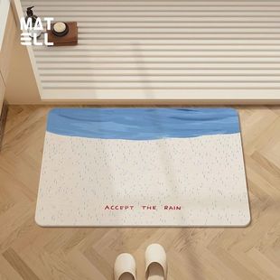 极简硬硅藻泥浴室吸水地垫防滑脚垫卫生间洗手台地毯