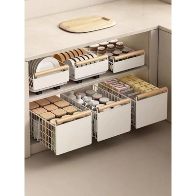 新款免打孔碗架碟架橱柜抽屉式厨房滑轨抽拉式碗盘子沥水置物架