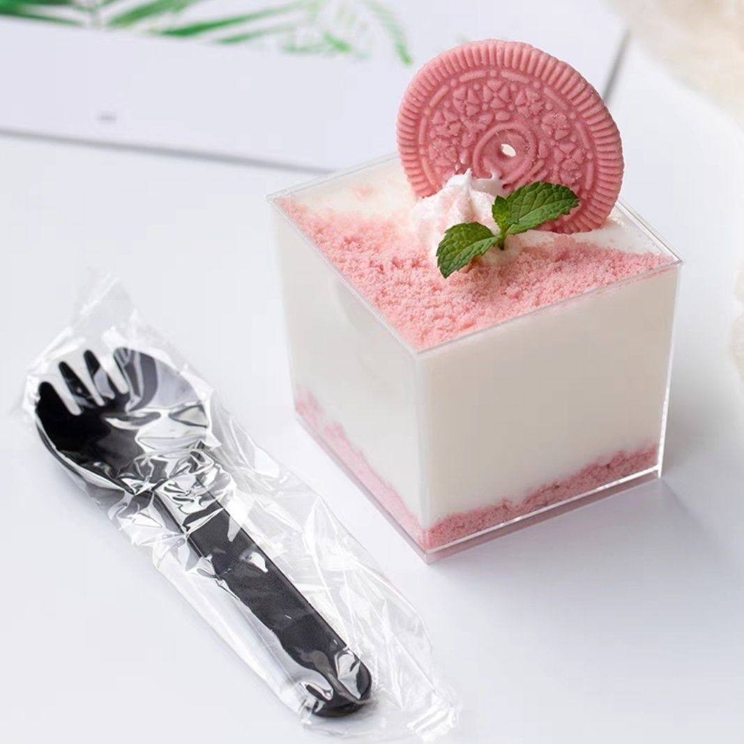 正方形慕斯杯布丁杯一次性ins网红摆摊杯子透明带盖甜品台专用,餐饮具,塑杯,淘宝优惠券,粉丝福利购,淘宝优惠卷