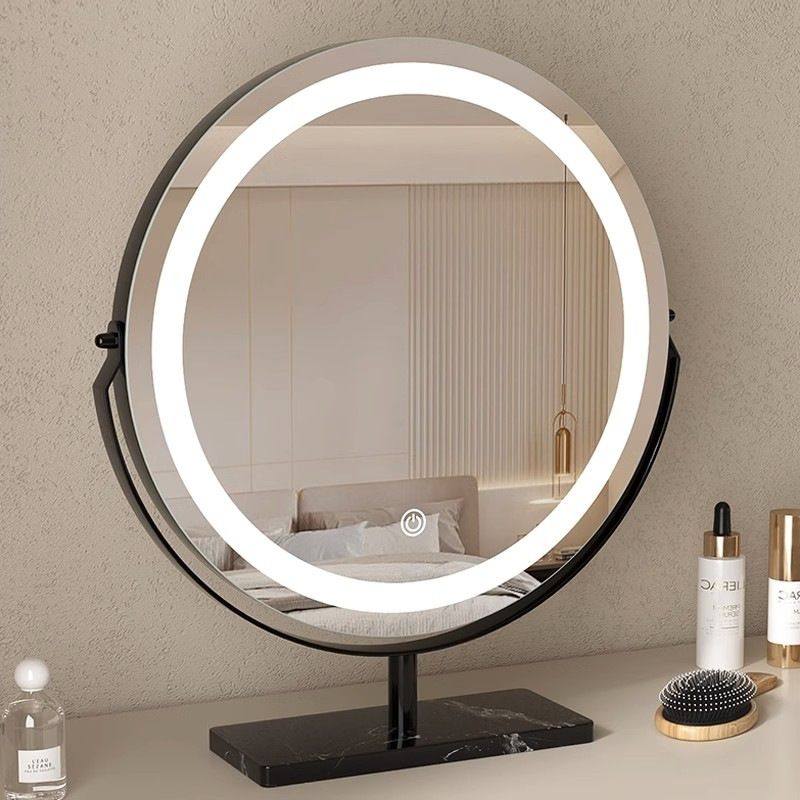 家用镜子化妆镜台式桌面led灯梳妆镜卧室梳妆台带灯大号美妆