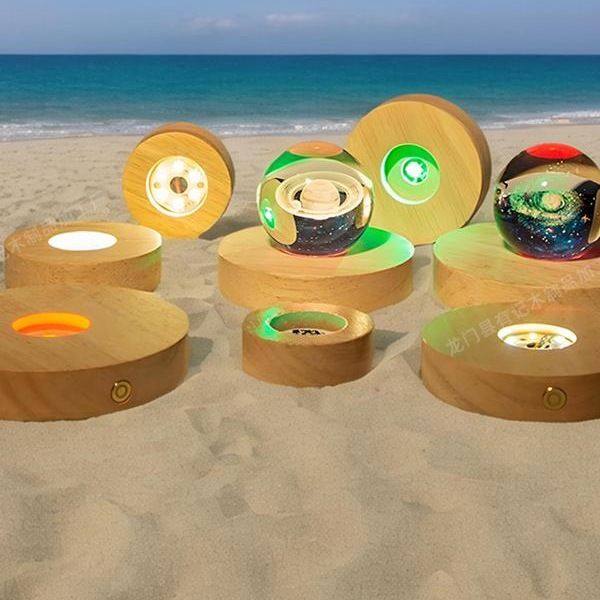 圆形发光实木灯底座创意触摸式LED小夜灯房间DIY氛围灯充电底座灯,家装灯饰光源,氛围灯,淘宝优惠券,粉丝福利购,淘宝优惠卷