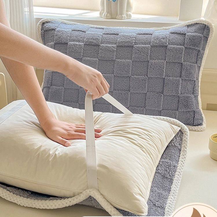 秋冬加绒牛奶塔芙绒枕巾加厚防头油吸汗防滑可固定枕套巾枕头垫巾