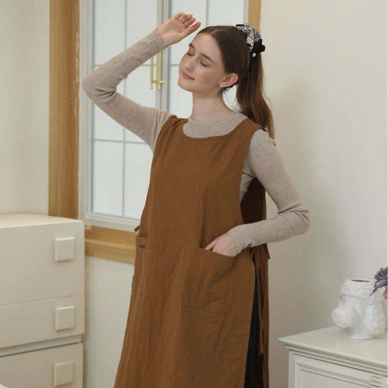 防泼水家用围裙长款日韩式厨房围兜画画咖啡店工作服,家庭/个人清洁工具,围裙,淘宝优惠券,粉丝福利购,淘宝优惠卷