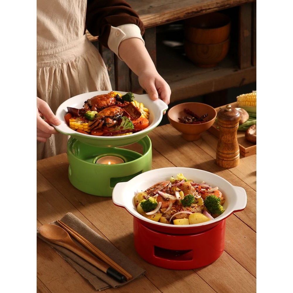 酒店陶瓷砂锅干锅锅具商用餐厅酒精炉加热蜡烛保温明炉锅小火锅