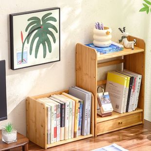 桌面置物架双层书立书架学生实木小型收纳书柜书桌简易整理收纳架