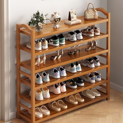 简易楠竹鞋架多层家用门口置物架入户小窄鞋架子室内鞋柜出租屋用