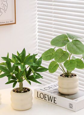 绿植小型盆栽发财树感室内办公桌面客厅茶几假花花艺摆设