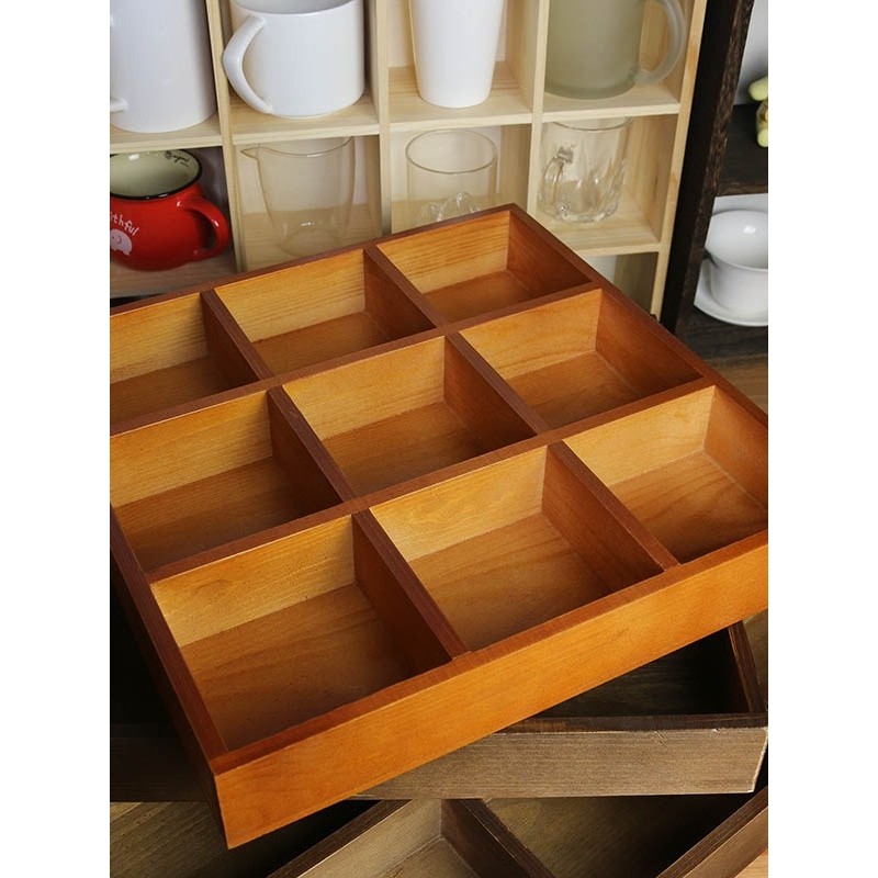 实木九宫格收纳盒干果糕点盘六宫格茶盘桌面格子盒材展示托盘,收纳整理,桌面收纳盒,淘宝优惠券,粉丝福利购,淘宝优惠卷