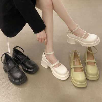 玛丽珍鞋女2023年春季新款时尚百搭小个子高跟防滑洋气甜美小皮鞋