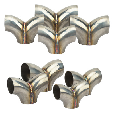 不锈钢排气管Y型三通接头2/2..25/2.5/3inch 51/57/63/76mm连接器