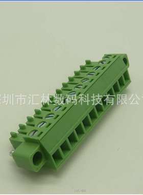 替代dinkle接线端子EC381VM-12P带耳插头-黑色/绿色-3.81穿墙端子