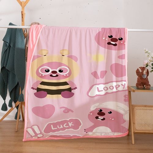 儿童loopy露比小海狸系列牛奶绒办公室午休毯少女心空调沙发盖毯
