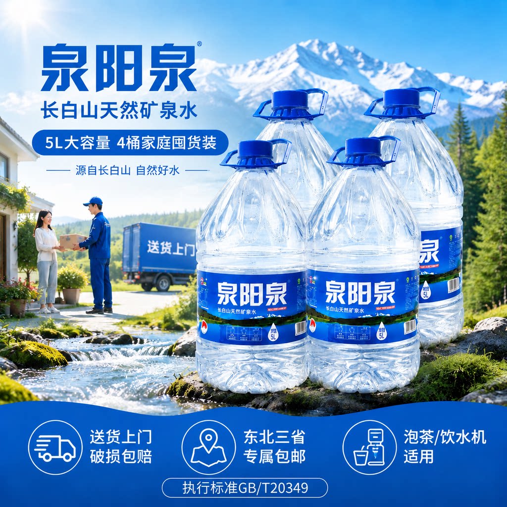 泉阳泉长白山天然矿泉水5L升大桶