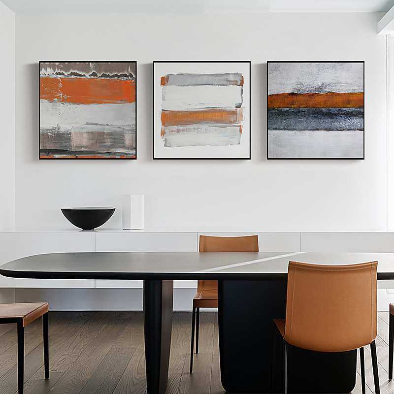 橙光乍现 现代简约橙色抽象装饰画客厅沙发挂画餐厅壁画北欧墙画