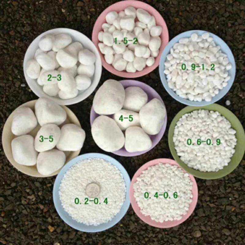 供应南京  雪花白石子铺面庭院原石造景天然机制白色白石子