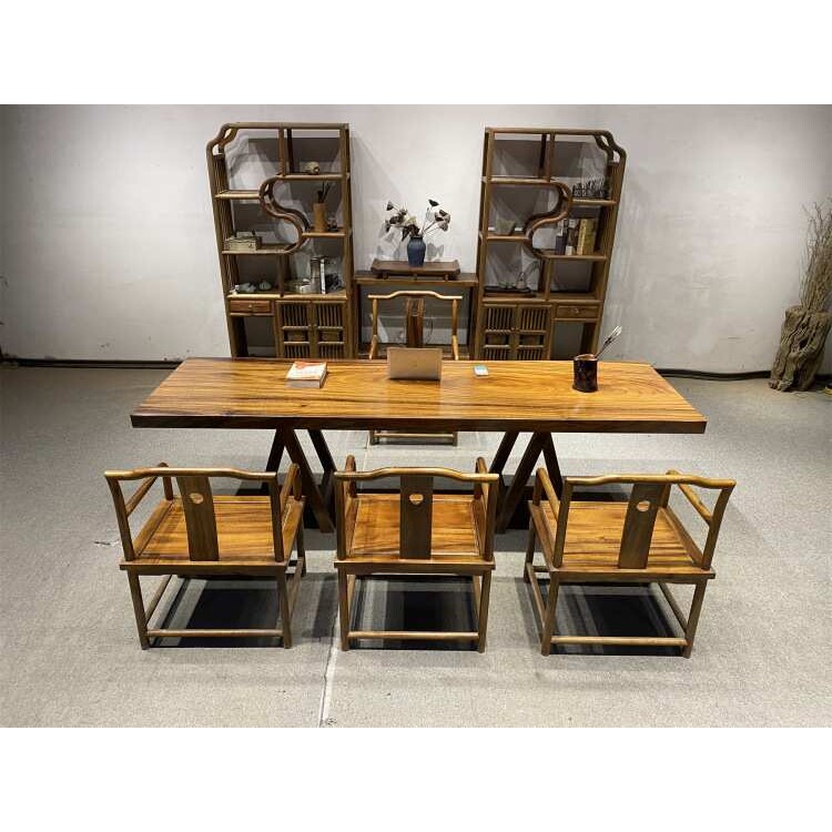 胡桃木茶桌实木大板桌原木画案办公桌茶台餐桌家具