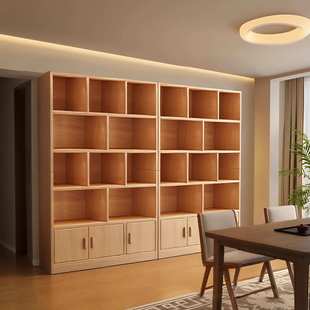 实木生态板书架落地置物架多层客厅靠墙储物柜子学生收纳家用书柜