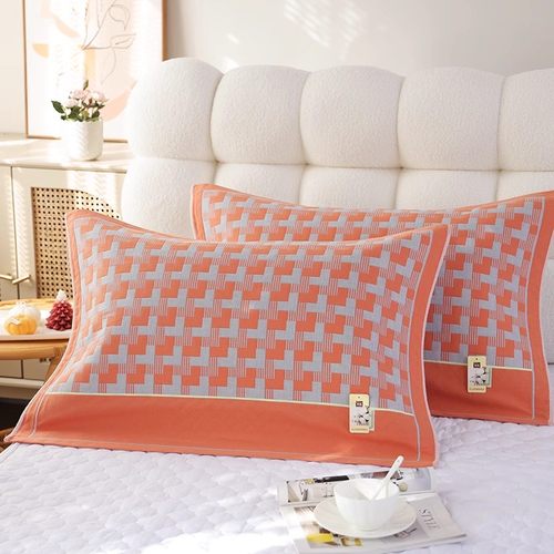 纯棉纱布枕巾一对装新款高密柔软成人盖巾全棉防滑透气家用枕头巾