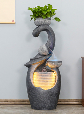 简约现代流水摆件循环水客厅招财鱼缸加湿器入户玄关办公室风水轮