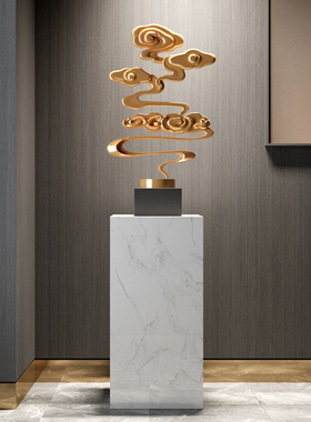 新中式祥云雕塑入户进门玄关落地摆件办公室酒店别墅装饰品客厅柜