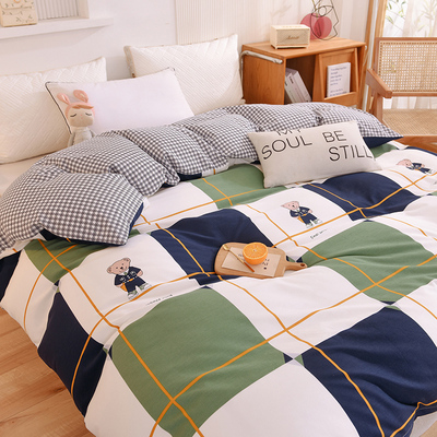 加厚纯棉被单儿童卡通简约磨毛单品被套全棉单件被罩2米学生1.5米