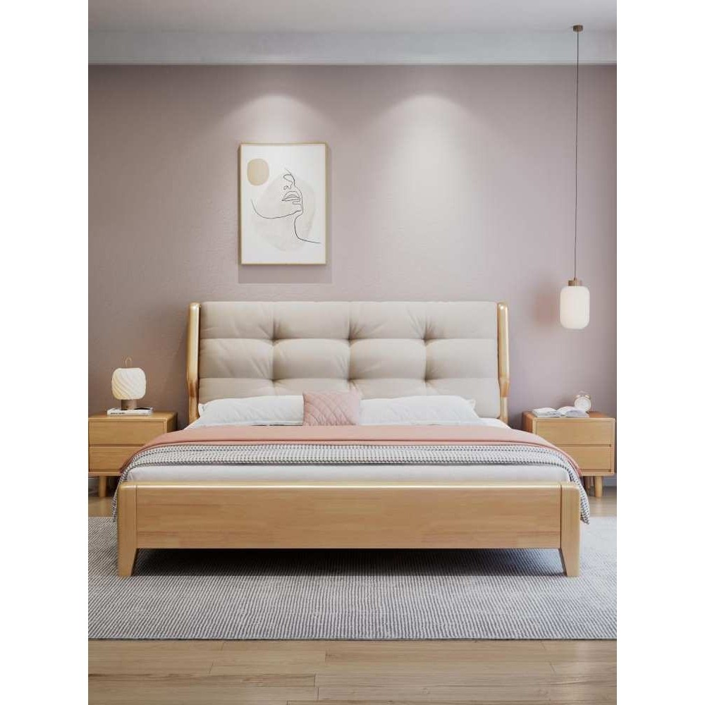 实木床北欧轻奢1.8单双人主卧婚床现代简约1.5米麂皮绒软靠原木床,鲜花速递/花卉仿真/绿植园艺,其它园艺用品,淘宝优惠券,粉丝福利购,淘宝优惠卷