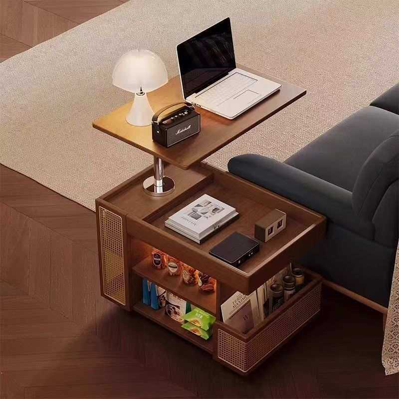 多功能实木移动可升降茶几家用沙发小推车小户型客厅简约边柜旋转