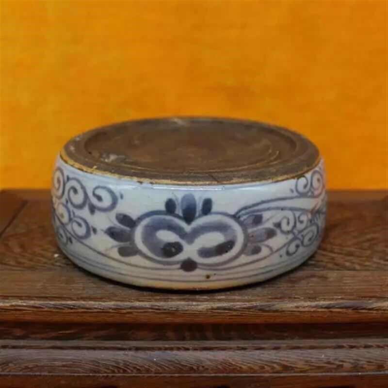 仿古瓷器 晚清青花开片砚台 民间收藏 文房家居摆件老货包老