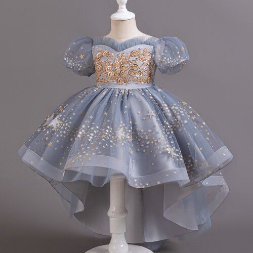 儿童礼服公主裙端花童婚纱蓬蓬裙女孩生日钢琴演出服连衣裙洋气