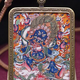 藏族手绘矿物染料随身小号迷你热贡唐卡桌摆挂画摆台定制黄财神