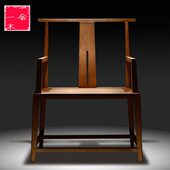 老榆木圈椅新中式 实木免漆官帽椅餐椅茶椅禅椅子榫卯主人椅打坐椅